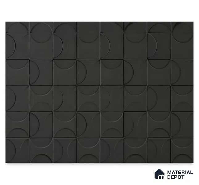 Charcoal Arc Geometric Carved 9.4 ft x 7.5 ft CNC Made HDHMR Panel - 25 mm