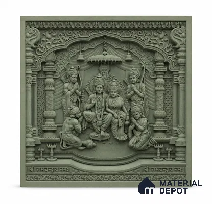 Ram Darbar Ornamental Carved 6 ft x 6 ft CNC Made HDHMR Panel - 50 mm