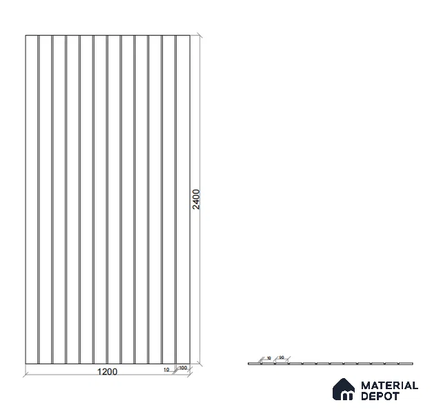 Fluted Panel 8 ft x 4 ft CNC Made HDHMR Panel - 12 mm