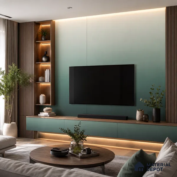 Sage Green Solid Color Gradient look LM 24976 8 ft x 4 ft Texture Finish Ombre Laminate - 1 mm | Suitable for Feature Wall, Wardrobe, TV Unit