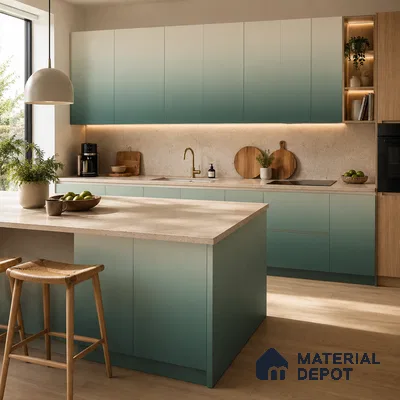Sage Green Solid Color Gradient look LM 24976 8 ft x 4 ft Texture Finish Ombre Laminate - 1 mm | Suitable for Feature Wall,  Wardrobe, TV Unit