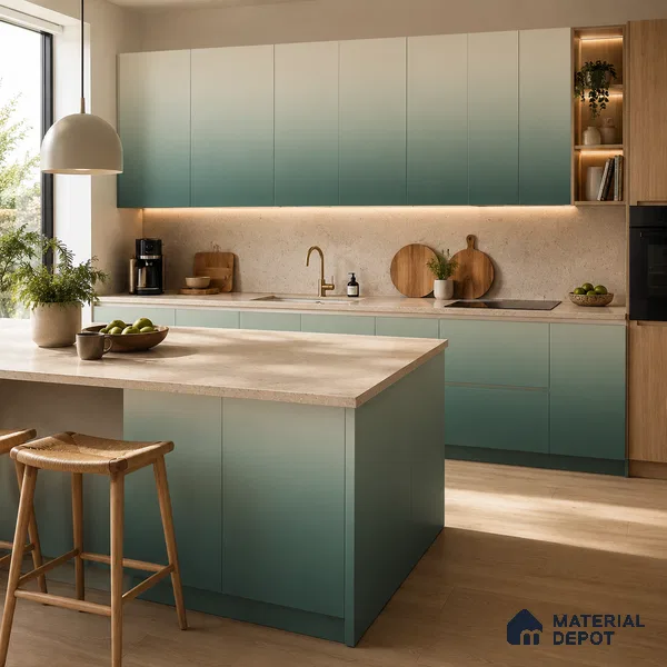 Sage Green Solid Color Gradient look LM 24976 8 ft x 4 ft Texture Finish Ombre Laminate - 1 mm | Suitable for Feature Wall, Wardrobe, TV Unit