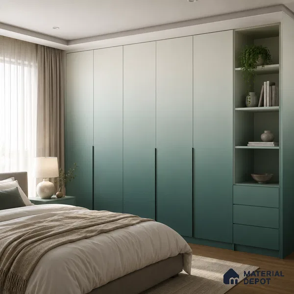 Sage Green Solid Color Gradient look LM 24976 8 ft x 4 ft Texture Finish Ombre Laminate - 1 mm | Suitable for Feature Wall, Wardrobe, TV Unit