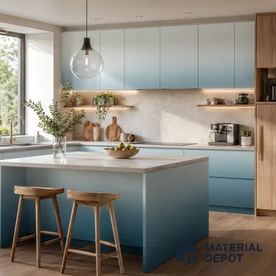 Teal Blue Solid Color Gradient look LM 24979 8 ft x 4 ft Texture Finish Ombre Laminate - 1 mm | Suitable for Feature Wall,  Wardrobe, TV Unit