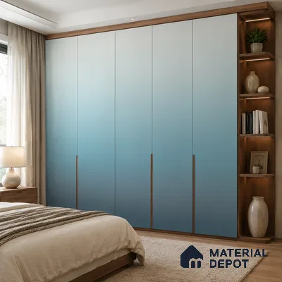 Teal Blue Solid Color Gradient look LM 24979 8 ft x 4 ft Texture Finish Ombre Laminate - 1 mm | Suitable for Feature Wall,  Wardrobe, TV Unit