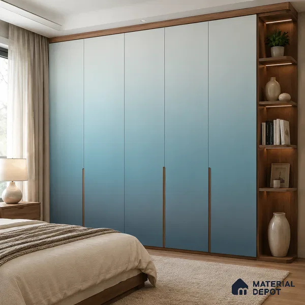 Teal Blue Solid Color Gradient look LM 24979 8 ft x 4 ft Texture Finish Ombre Laminate - 1 mm | Suitable for Feature Wall,  Wardrobe, TV Unit
