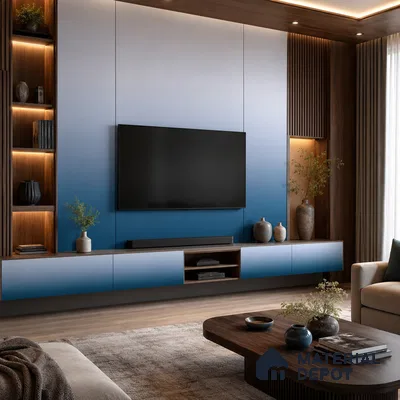 Navy Blue Solid Color Gradient look LM 24980 8 ft x 4 ft Texture Finish Ombre Laminate - 1 mm | Suitable for Feature Wall,  Wardrobe, TV Unit