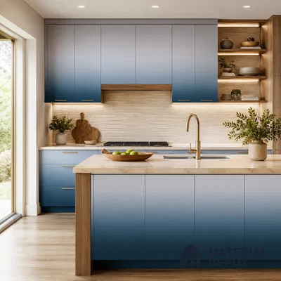 Navy Blue Solid Color Gradient look LM 24980 8 ft x 4 ft Texture Finish Ombre Laminate - 1 mm | Suitable for Feature Wall,  Wardrobe, TV Unit
