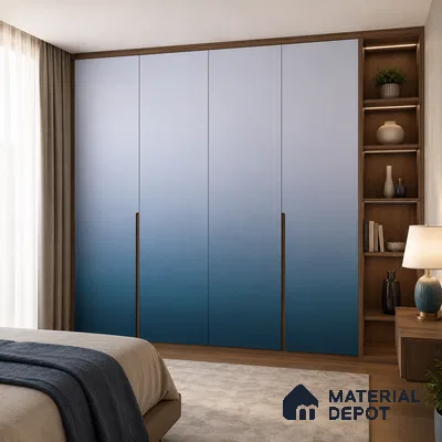 Navy Blue Solid Color Gradient look LM 24980 8 ft x 4 ft Texture Finish Ombre Laminate - 1 mm | Suitable for Feature Wall,  Wardrobe, TV Unit