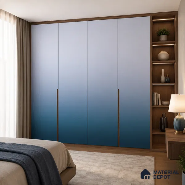 Navy Blue Solid Color Gradient look LM 24980 8 ft x 4 ft Texture Finish Ombre Laminate - 1 mm | Suitable for Feature Wall,  Wardrobe, TV Unit