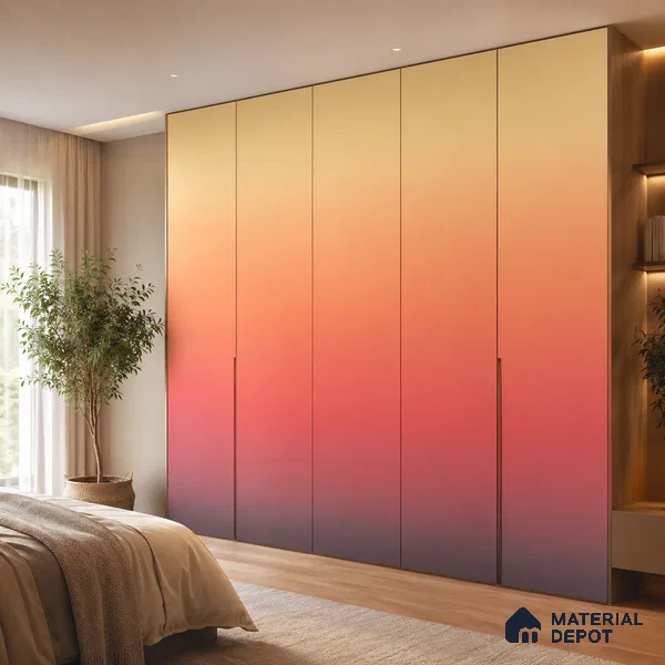 Coral Solid Color Gradient look LM 24981 8 ft x 4 ft Texture Finish Ombre Laminate - 1 mm | Suitable for Feature Wall, Wardrobe, TV Unit