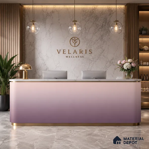 Dusty Rose Pink Solid Color Gradient look LM 24982 8 ft x 4 ft Texture Finish Ombre Laminate - 1 mm | Suitable for Feature Wall, Wardrobe, TV Unit