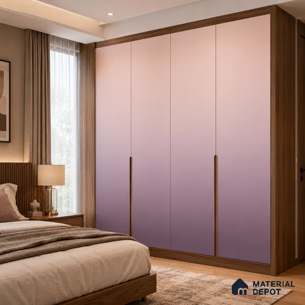 Dusty Rose Pink Solid Color Gradient look LM 24982 8 ft x 4 ft Texture Finish Ombre Laminate - 1 mm | Suitable for Feature Wall, Wardrobe, TV Unit