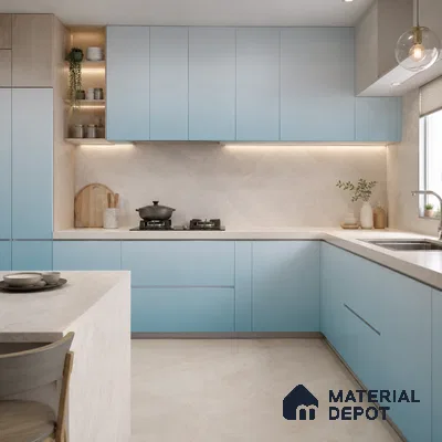 Aqua Blue Solid Color Gradient look LM 24985 8 ft x 4 ft Texture Finish Ombre Laminate - 1 mm | Suitable for Feature Wall,  Wardrobe, TV Unit