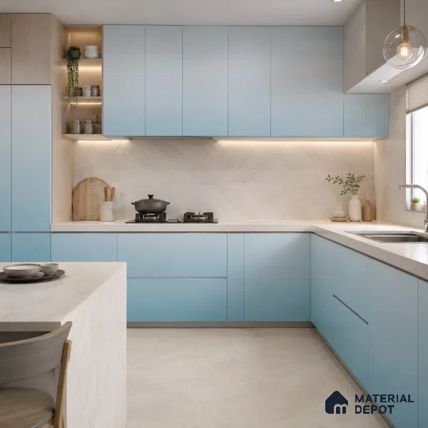 Aqua Blue Solid Color Gradient look LM 24985 8 ft x 4 ft Texture Finish Ombre Laminate - 1 mm | Suitable for Feature Wall,  Wardrobe, TV Unit