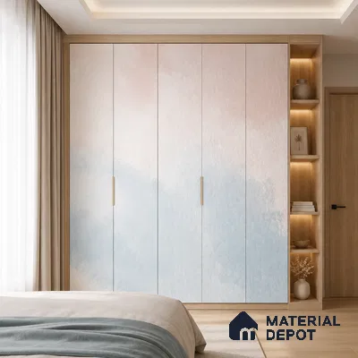 Powder Blue Solid Color Gradient look LM 24987 8 ft x 4 ft Texture Finish Ombre Laminate - 1 mm | Suitable for Feature Wall,  Wardrobe, TV Unit