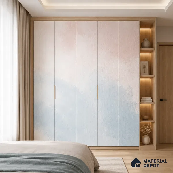 Powder Blue Solid Color Gradient look LM 24987 8 ft x 4 ft Texture Finish Ombre Laminate - 1 mm | Suitable for Feature Wall,  Wardrobe, TV Unit