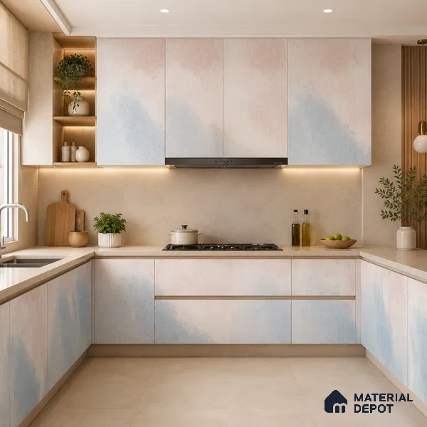 Powder Blue Solid Color Gradient look LM 24987 8 ft x 4 ft Texture Finish Ombre Laminate - 1 mm | Suitable for Feature Wall,  Wardrobe, TV Unit