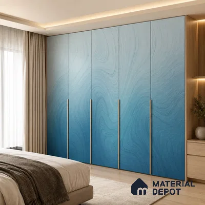 Ocean Blue Solid Color Gradient look LM 24988 8 ft x 4 ft Texture Finish Ombre Laminate - 1 mm | Suitable for Feature Wall,  Wardrobe, TV Unit