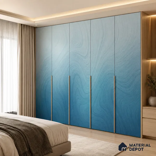 Ocean Blue Solid Color Gradient look LM 24988 8 ft x 4 ft Texture Finish Ombre Laminate - 1 mm | Suitable for Feature Wall,  Wardrobe, TV Unit