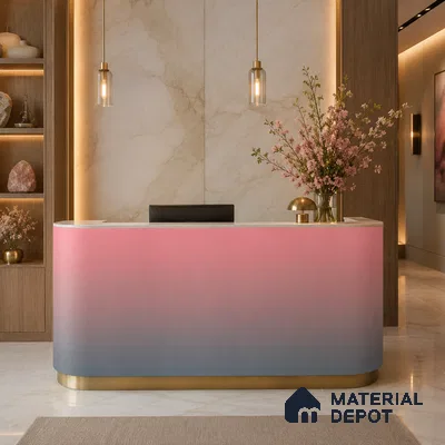 Coral Pink Solid Color Gradient look LM 24989 8 ft x 4 ft Texture Finish Ombre Laminate - 1 mm | Suitable for Feature Wall,  Wardrobe, TV Unit