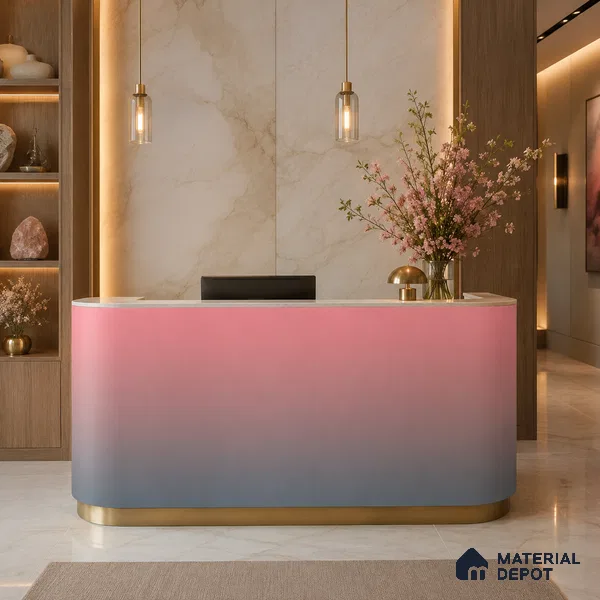 Coral Pink Solid Color Gradient look LM 24989 8 ft x 4 ft Texture Finish Ombre Laminate - 1 mm | Suitable for Feature Wall, Wardrobe, TV Unit