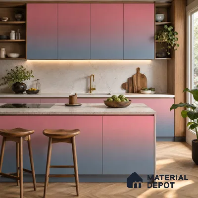 Coral Pink Solid Color Gradient look LM 24989 8 ft x 4 ft Texture Finish Ombre Laminate - 1 mm | Suitable for Feature Wall,  Wardrobe, TV Unit