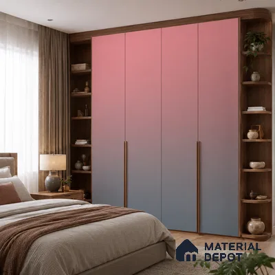 Coral Pink Solid Color Gradient look LM 24989 8 ft x 4 ft Texture Finish Ombre Laminate - 1 mm | Suitable for Feature Wall,  Wardrobe, TV Unit