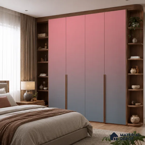 Coral Pink Solid Color Gradient look LM 24989 8 ft x 4 ft Texture Finish Ombre Laminate - 1 mm | Suitable for Feature Wall, Wardrobe, TV Unit