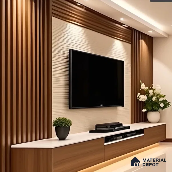 Textured beige wall with subtle shadow 5.3 ft 6.5 ft CNC Made HDHMR Panel - 17 mm (Height -1615 mm, Width - 2000 mm)