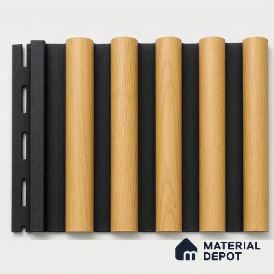 Honey Maple 10 ft x 0.7 ft (3060x215 mm) Dome Dual Black Design Interior & Exterior Wall & Ceiling Panel - 20 mm | Suitable for Balcony, Facade & Open Area | Width is Subjected to 5% Variation