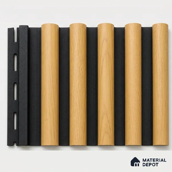 Honey Maple 10 ft x 0.7 ft (3060x215 mm) Dome Dual Black Design Interior & Exterior Wall & Ceiling Panel - 20 mm | Suitable for Balcony, Facade & Open Area | Width is Subjected to 5% Variation