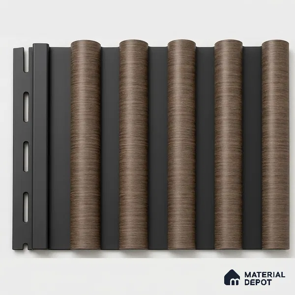 Danish Teak 10 ft x 0.7 ft (3060x215 mm) Dome Dual Black Design Interior & Exterior Wall & Ceiling Panel - 20 mm | Suitable for Balcony, Facade & Open Area | Width is Subjected to 5% Variation