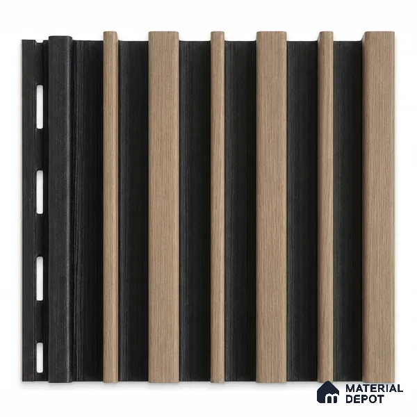 Danish Teak 10 ft x 0.89 ft (3060x270 mm) Stripes Dual Tone Design Interior & Exterior Wall & Ceiling Panel - 20 mm | Suitable for Balcony, Facade & Open Area | Width is Subjected to 5% Variation