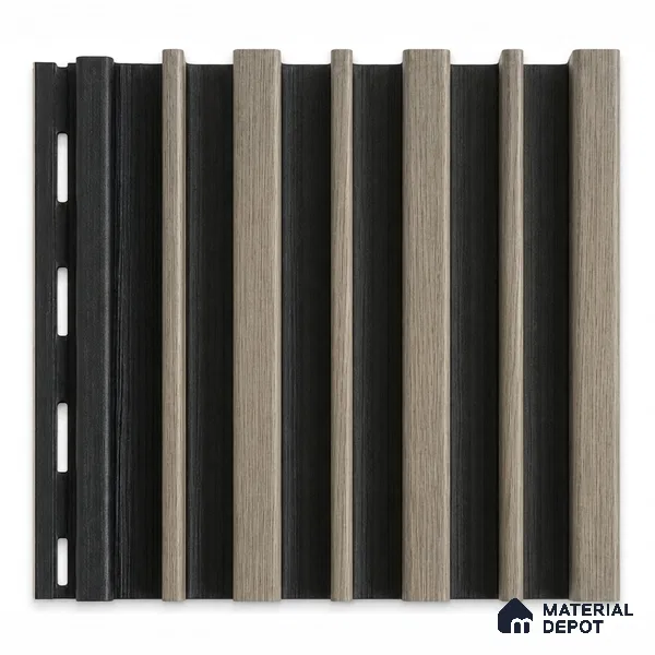 Oak Noir 10 ft x 0.89 ft (3060x270 mm) Stripes Dual Tone Design Interior & Exterior Wall & Ceiling Panel - 20 mm | Suitable for Balcony, Facade & Open Area | Width is Subjected to 5% Variation