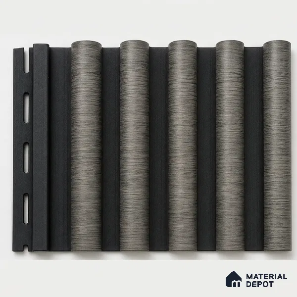 Oak Noir 10 ft x 0.7 ft (3060x215 mm) Dome Dual Black Design Interior & Exterior Wall & Ceiling Panel - 20 mm | Suitable for Balcony, Facade & Open Area | Width is Subjected to 5% Variation
