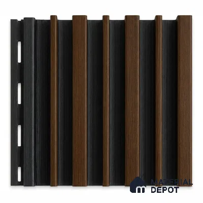 English Nut 10 ft x 0.89 ft (3060x270 mm) Stripes Dual Tone Design Interior & Exterior Wall & Ceiling Panel - 20 mm | Suitable for Balcony, Facade & Open Area | Width is Subjected to 5% Variation