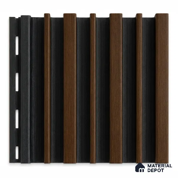 English Nut 10 ft x 0.89 ft (3060x270 mm) Stripes Dual Tone Design Interior & Exterior Wall & Ceiling Panel - 20 mm | Suitable for Balcony, Facade & Open Area | Width is Subjected to 5% Variation
