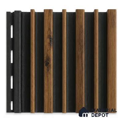 Oak Wood Ocre 10 ft x 0.89 ft (3060x270 mm) Stripes Dual Tone Design Interior & Exterior Wall & Ceiling Panel - 20 mm | Suitable for Balcony, Facade & Open Area | Width is Subjected to 5% Variation