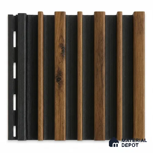 Oak Wood Ocre 10 ft x 0.89 ft (3060x270 mm) Stripes Dual Tone Design Interior & Exterior Wall & Ceiling Panel - 20 mm | Suitable for Balcony, Facade & Open Area | Width is Subjected to 5% Variation