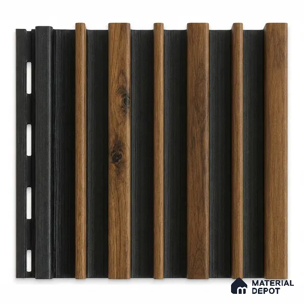 Oak Wood Ocre 10 ft x 0.89 ft (3060x270 mm) Stripes Dual Tone Design Interior & Exterior Wall & Ceiling Panel - 20 mm | Suitable for Balcony, Facade & Open Area | Width is Subjected to 5% Variation