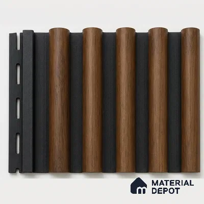 Oak Wood Ocre 10 ft x 0.7 ft (3060x215 mm) Dome Dual Black Design Interior & Exterior Wall & Ceiling Panel - 20 mm | Suitable for Balcony, Facade & Open Area | Width is Subjected to 5% Variation