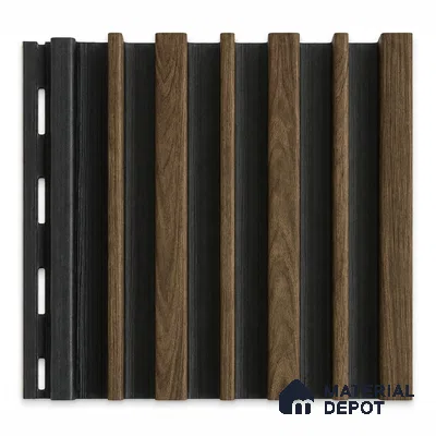Spiced Walnut 10 ft x 0.89 ft (3060x270 mm) Stripes Dual Tone Design Interior & Exterior Wall & Ceiling Panel - 20 mm | Suitable for Balcony, Facade & Open Area | Width is Subjected to 5% Variation