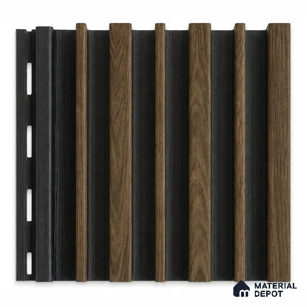 Spiced Walnut 10 ft x 0.89 ft (3060x270 mm) Stripes Dual Tone Design Interior & Exterior Wall & Ceiling Panel - 20 mm | Suitable for Balcony, Facade & Open Area | Width is Subjected to 5% Variation