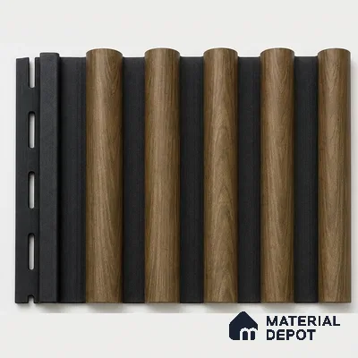 Spiced Walnut 10 ft x 0.7 ft (3060x215 mm) Dome Dual Black Design Interior & Exterior Wall & Ceiling Panel - 20 mm | Suitable for Balcony, Facade & Open Area | Width is Subjected to 5% Variation