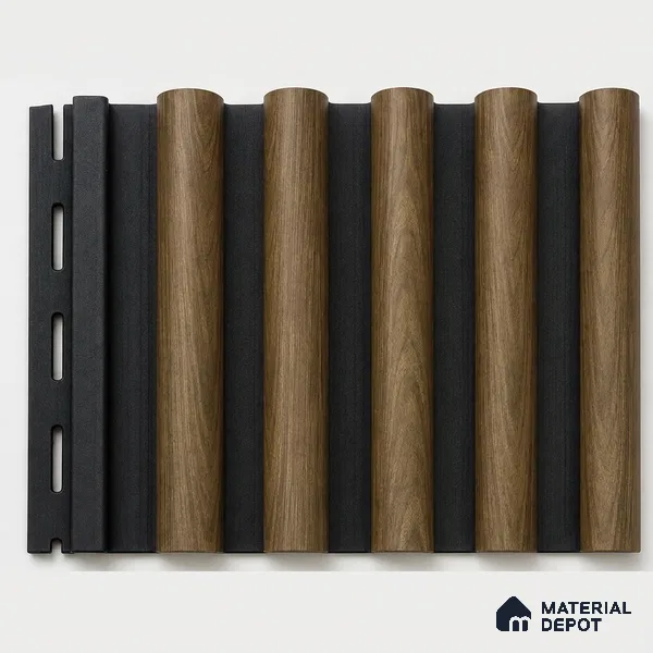 Spiced Walnut 10 ft x 0.7 ft (3060x215 mm) Dome Dual Black Design Interior & Exterior Wall & Ceiling Panel - 20 mm | Suitable for Balcony, Facade & Open Area | Width is Subjected to 5% Variation
