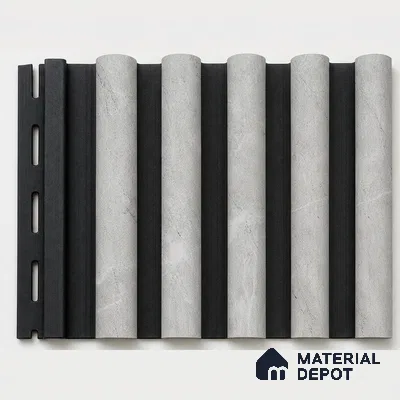 Armani Grey 10 ft x 0.7 ft (3060x215 mm) Dome Dual Black Design Interior & Exterior Wall & Ceiling Panel - 20 mm | Suitable for Balcony, Facade & Open Area | Width is Subjected to 5% Variation
