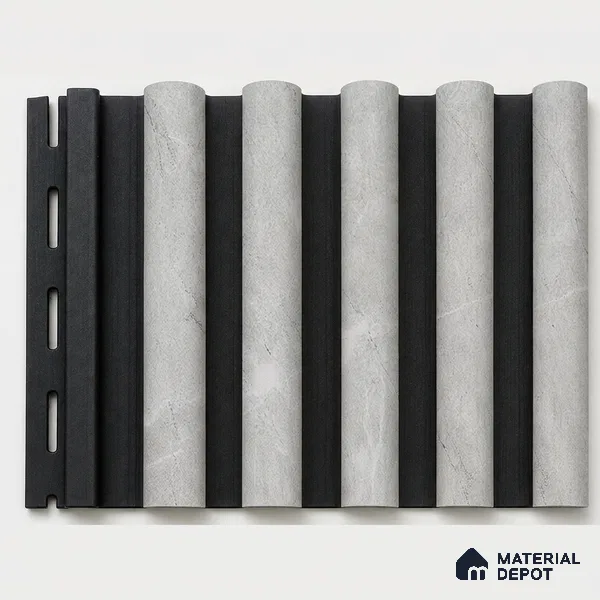 Armani Grey 10 ft x 0.7 ft (3060x215 mm) Dome Dual Black Design Interior & Exterior Wall & Ceiling Panel - 20 mm | Suitable for Balcony, Facade & Open Area | Width is Subjected to 5% Variation