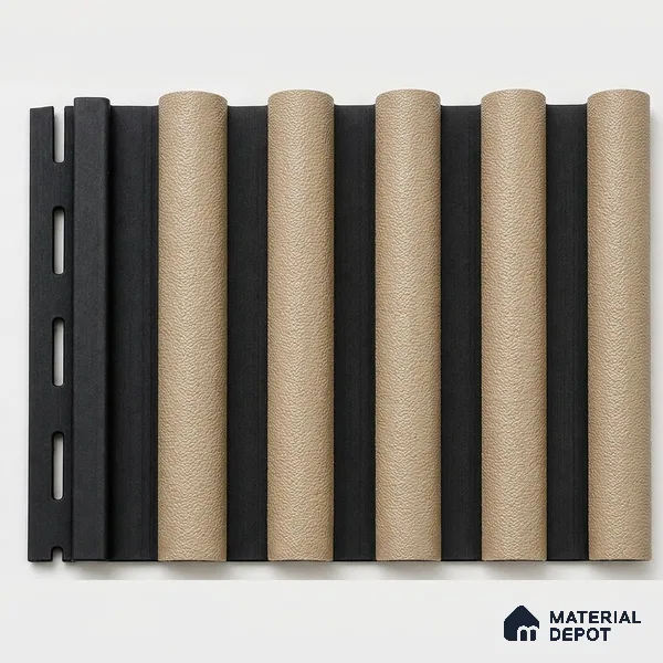 Linen Ivory 10 ft x 0.7 ft (3060x215 mm) Dome Dual Black Design Interior & Exterior Wall & Ceiling Panel - 20 mm | Suitable for Balcony, Facade & Open Area | Width is Subjected to 5% Variation