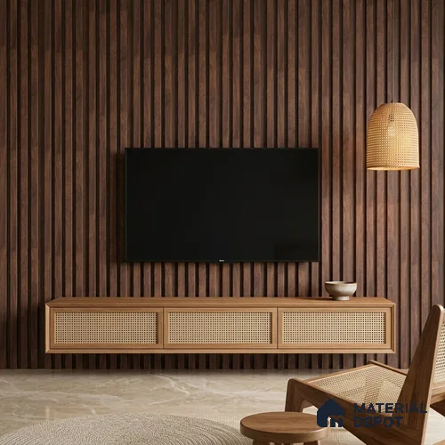 Wooden Look PN 00646 8 ft x 4.8 inch Charcoal Panel - 11 mm | Suitable for Feature Wall, TV Unit & Living Room | Width is Subjected to 5% Variation